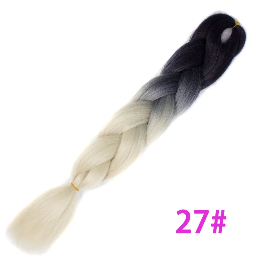 Ombre Synthetic Braiding Hair Extensions Jumbo Braids For Women Braids 24'' 100g Two Tone Ombre Color Pink Black Blue Wholesale