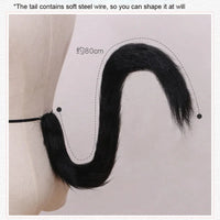 Cat cosplay tail ears simulation fur black white gray Halloween performance props cat ears