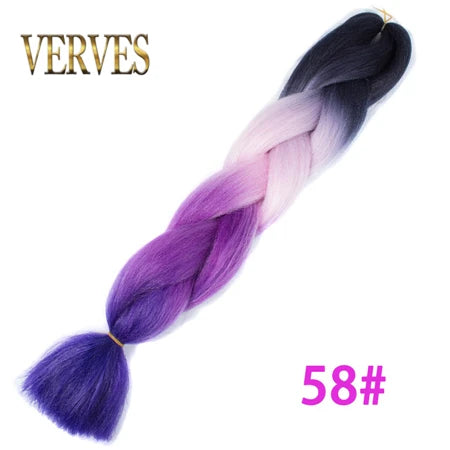 Ombre Synthetic Braiding Hair Extensions Jumbo Braids For Women Braids 24'' 100g Two Tone Ombre Color Pink Black Blue Wholesale