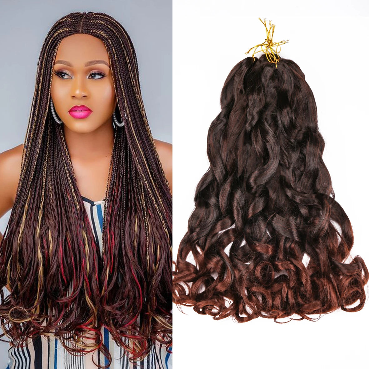 Loose Wave French Curl Braiding Hair – Ombre Pre-Stretched Crochet Hair Extensions for Black Women