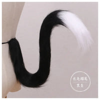 Cat cosplay tail ears simulation fur black white gray Halloween performance props cat ears