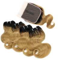 Ombre Body Wave Human Hair Bundles with Closure