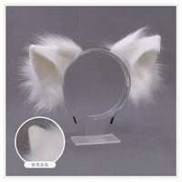 Cat cosplay tail ears simulation fur black white gray Halloween performance props cat ears