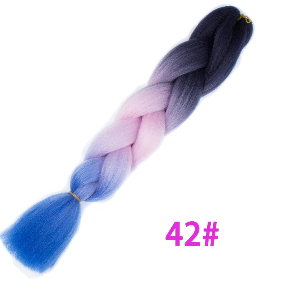 Ombre Synthetic Braiding Hair Extensions Jumbo Braids For Women Braids 24'' 100g Two Tone Ombre Color Pink Black Blue Wholesale