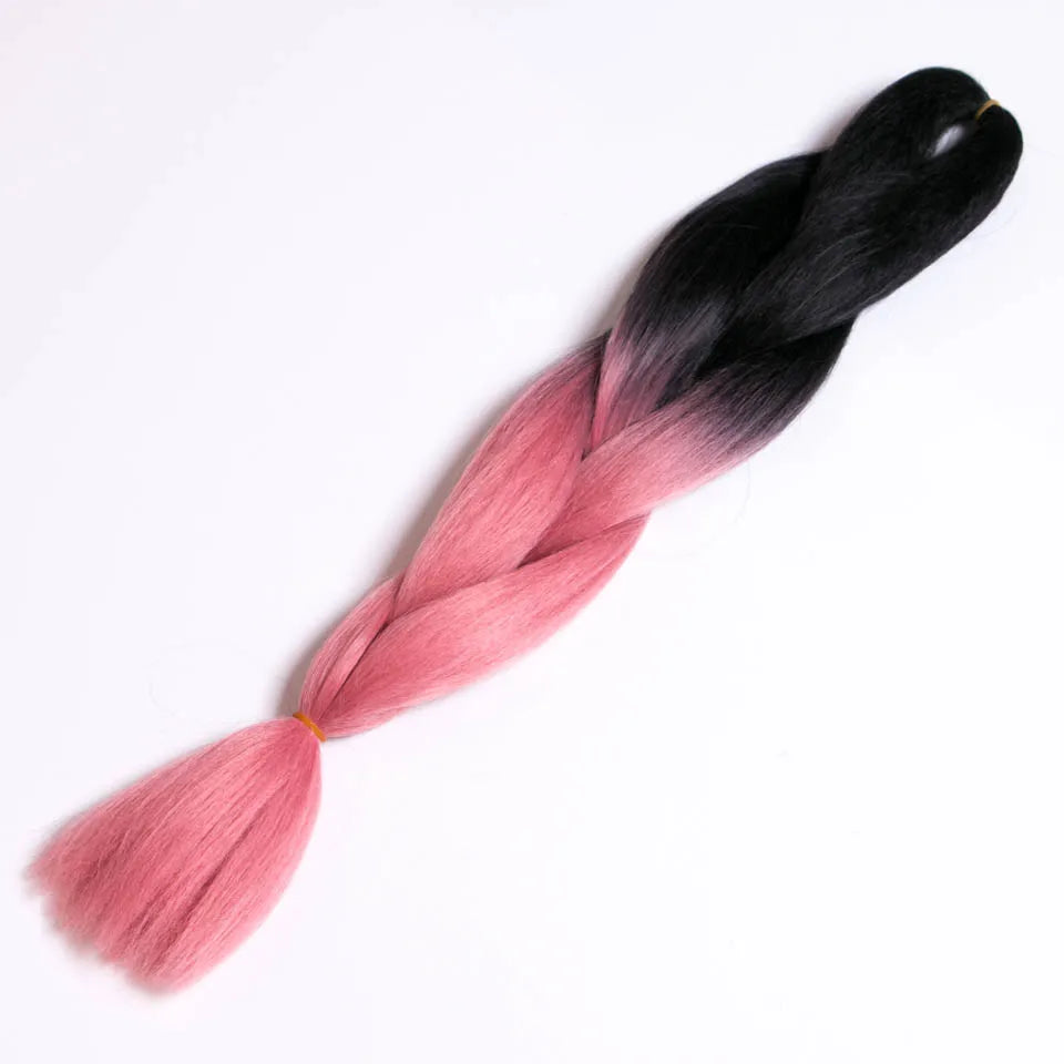Ombre Synthetic Braiding Hair Extensions Jumbo Braids For Women Braids 24'' 100g Two Tone Ombre Color Pink Black Blue Wholesale