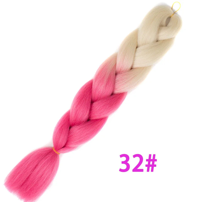 Ombre Synthetic Braiding Hair Extensions Jumbo Braids For Women Braids 24'' 100g Two Tone Ombre Color Pink Black Blue Wholesale