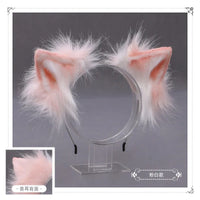 Cat cosplay tail ears simulation fur black white gray Halloween performance props cat ears