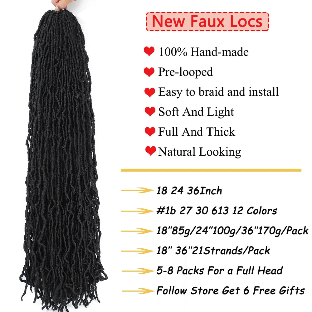 Soft Locs Crochet Hair | Faux Locs Pre-Looped Braids 18–36 Inch