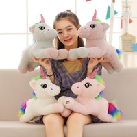 Kawaii 50CM Led Light Colourful Unicorn Plush Toy The Tail of the Rainbow Glowing Soft Present for Children Surprised Derocation