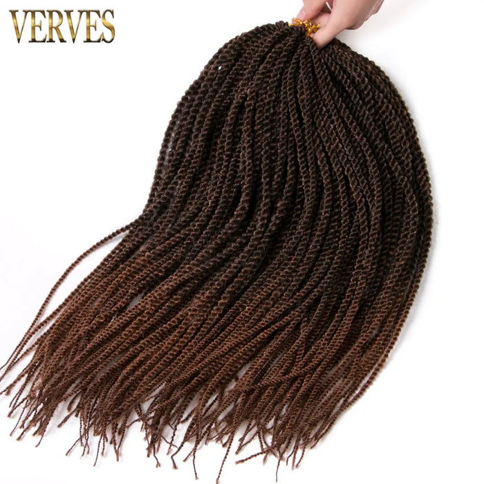 VERVES Ombre Synthetic Crochet Braids 18 inch 30Roots/Pack Small Senegalese Twist Hair Braiding Extensions Black Grey Purple