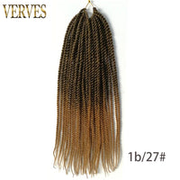 VERVES Ombre Synthetic Crochet Braids 18 inch 30Roots/Pack Small Senegalese Twist Hair Braiding Extensions Black Grey Purple