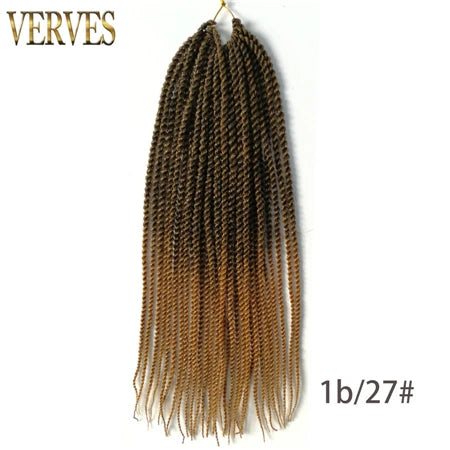 VERVES Ombre Synthetic Crochet Braids 18 inch 30Roots/Pack Small Senegalese Twist Hair Braiding Extensions Black Grey Purple