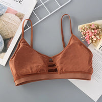 Women Cotton Bra Underwear Seamless Tube Top Brassiere Front Hollow Out Lingerie Wire Free Intimates