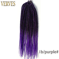 VERVES Ombre Synthetic Crochet Braids 18 inch 30Roots/Pack Small Senegalese Twist Hair Braiding Extensions Black Grey Purple