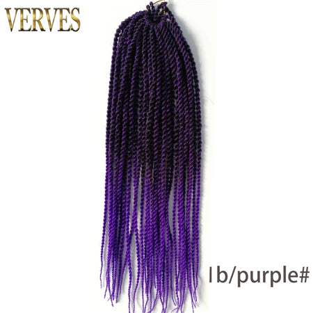 VERVES Ombre Synthetic Crochet Braids 18 inch 30Roots/Pack Small Senegalese Twist Hair Braiding Extensions Black Grey Purple