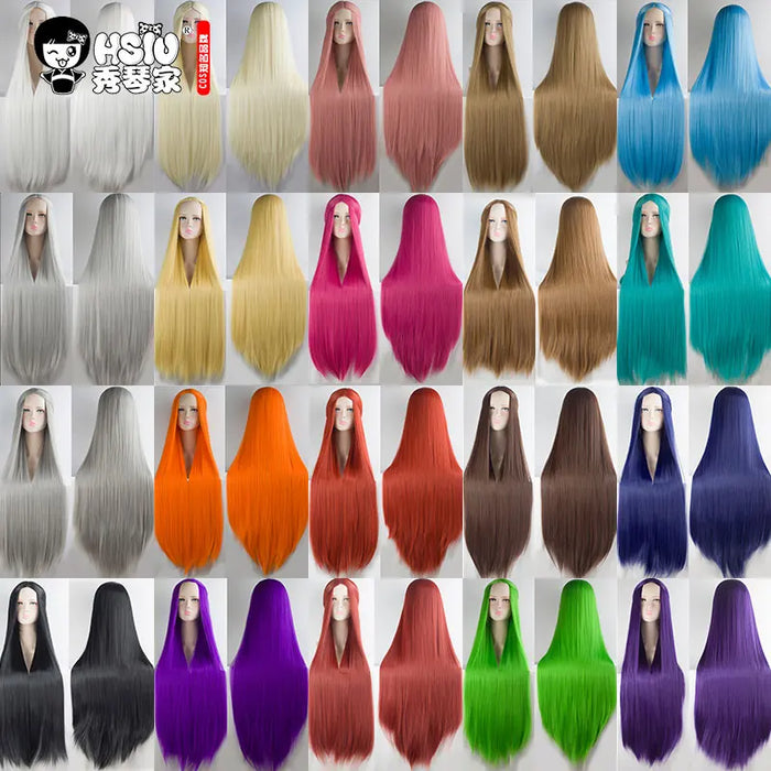 100cm cosplay Long Wig HSIU high temperature fiber Synthetic Wigs Cosplay Wigs Party Wigs 21 color