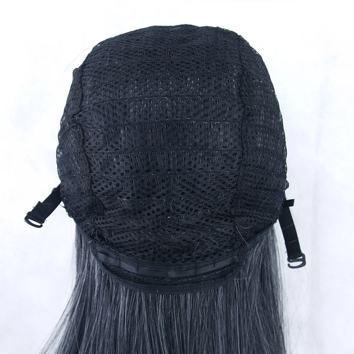 80cm Long Synthetic Hair White Purple Cosplay Wigs Party Black Hair Straight Wig Hairpiece for Women