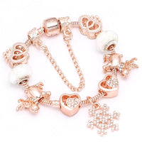 BAOPON New Heart &amp; Key Pendant Rose Gold Color Fine Bracelets &amp; Bangles Ferris Wheel Beads Charm Bracelet For Women Jewelry Gift