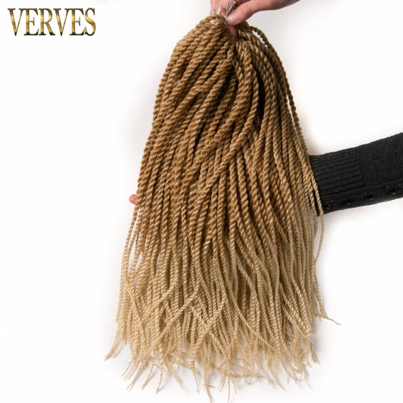 VERVES Ombre Synthetic Crochet Braids 18 inch 30Roots/Pack Small Senegalese Twist Hair Braiding Extensions Black Grey Purple