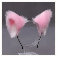Cat cosplay tail ears simulation fur black white gray Halloween performance props cat ears