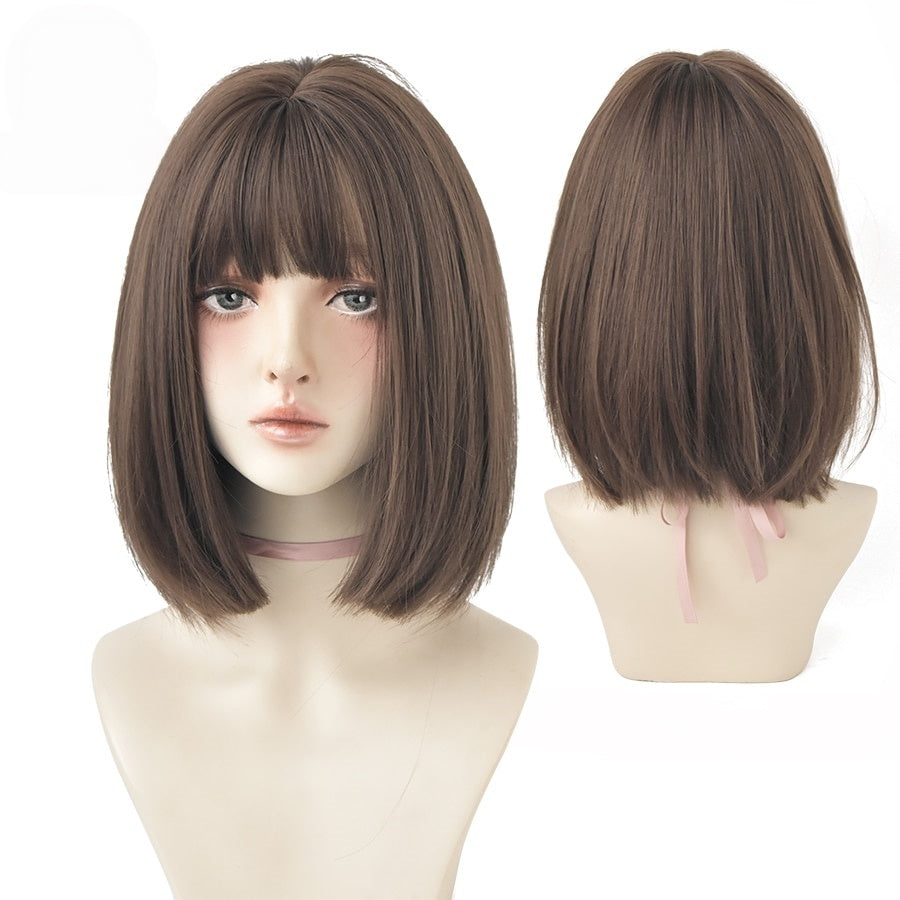 Short Black Bob Wig with Bangs – Synthetic Heat-Resistant Daily Wear Wig