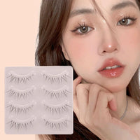 5pairs Natural False Eyelashes Thin Band Short HandMade Lighte Soft EyelashCosplay Korean Fashion Wispy Extension Makeup Tools