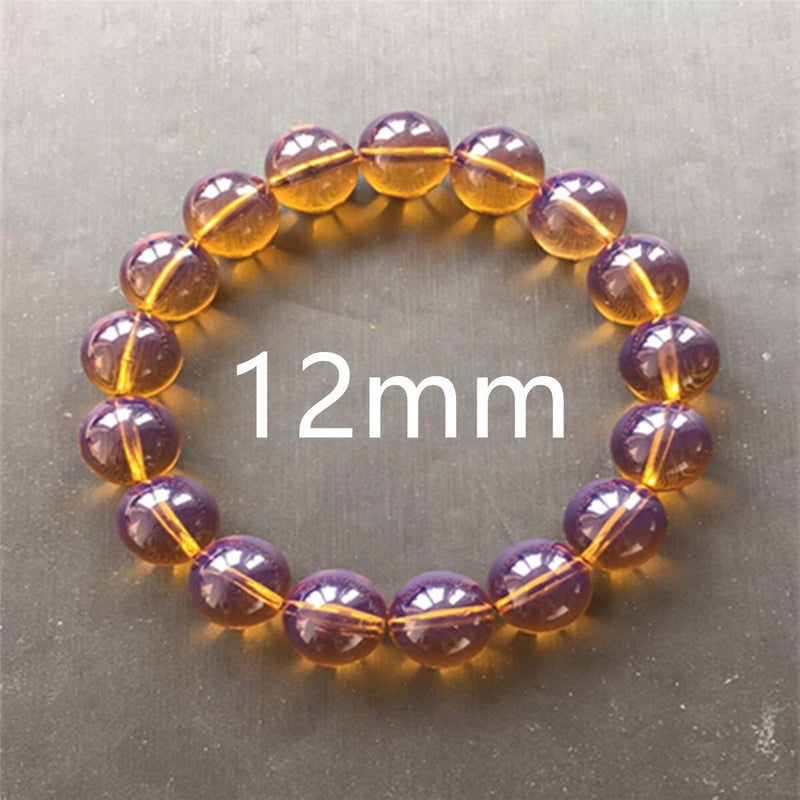 Genuine Natural Yellow Amber Blue Dominican Round Beads Bracelet Women Men Amber Healing 12mm 10mm 8mm Stretch Jewelry AAAAA