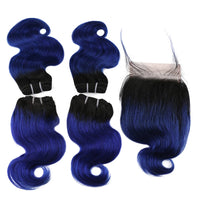 Ombre Body Wave Human Hair Bundles with Closure