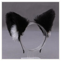 Cat cosplay tail ears simulation fur black white gray Halloween performance props cat ears