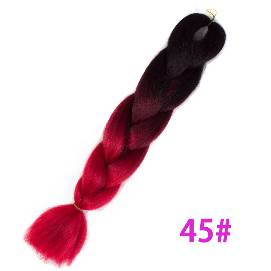 Ombre Synthetic Braiding Hair Extensions Jumbo Braids For Women Braids 24'' 100g Two Tone Ombre Color Pink Black Blue Wholesale