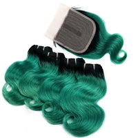 Ombre Body Wave Human Hair Bundles with Closure