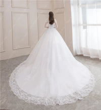 ウェディングドレス 2023 新しい高級フルスリーブセクシーな V ネック花嫁ドレストレインボールガウンプリンセスクラシックウェディングドレス
