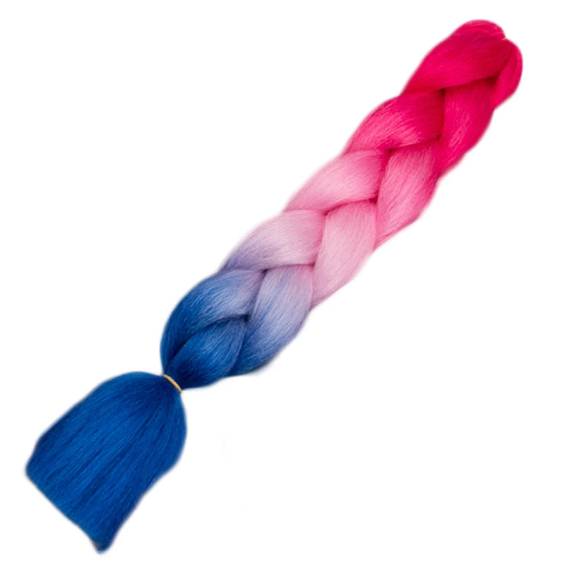 Ombre Synthetic Braiding Hair Extensions Jumbo Braids For Women Braids 24'' 100g Two Tone Ombre Color Pink Black Blue Wholesale