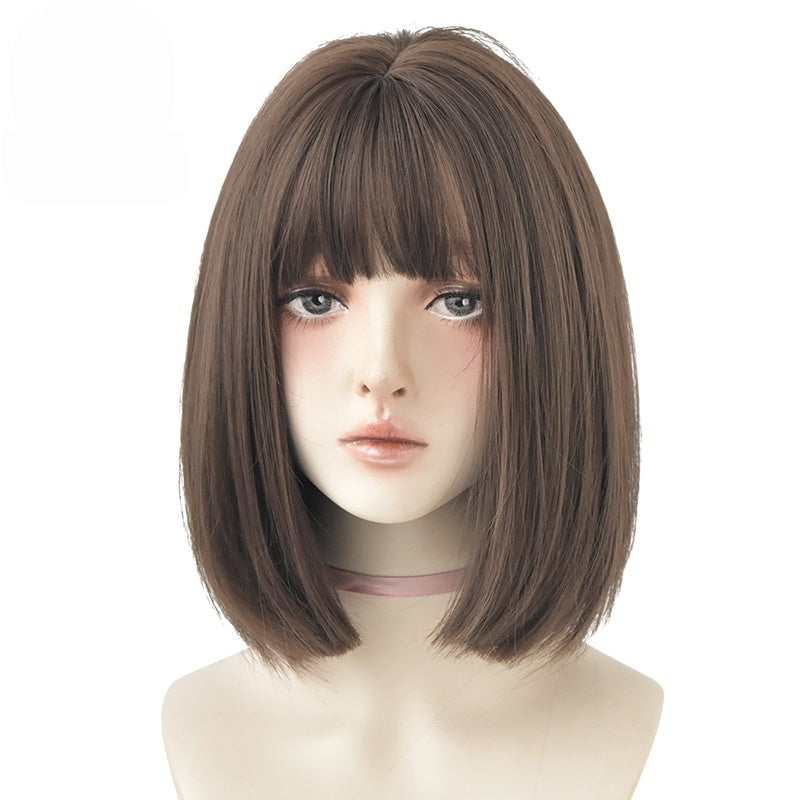 Short Black Bob Wig with Bangs – Synthetic Heat-Resistant Daily Wear Wig