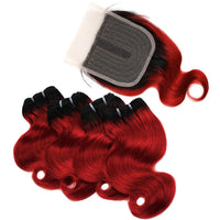 Ombre Body Wave Human Hair Bundles with Closure