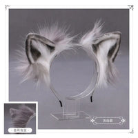 Cat cosplay tail ears simulation fur black white gray Halloween performance props cat ears