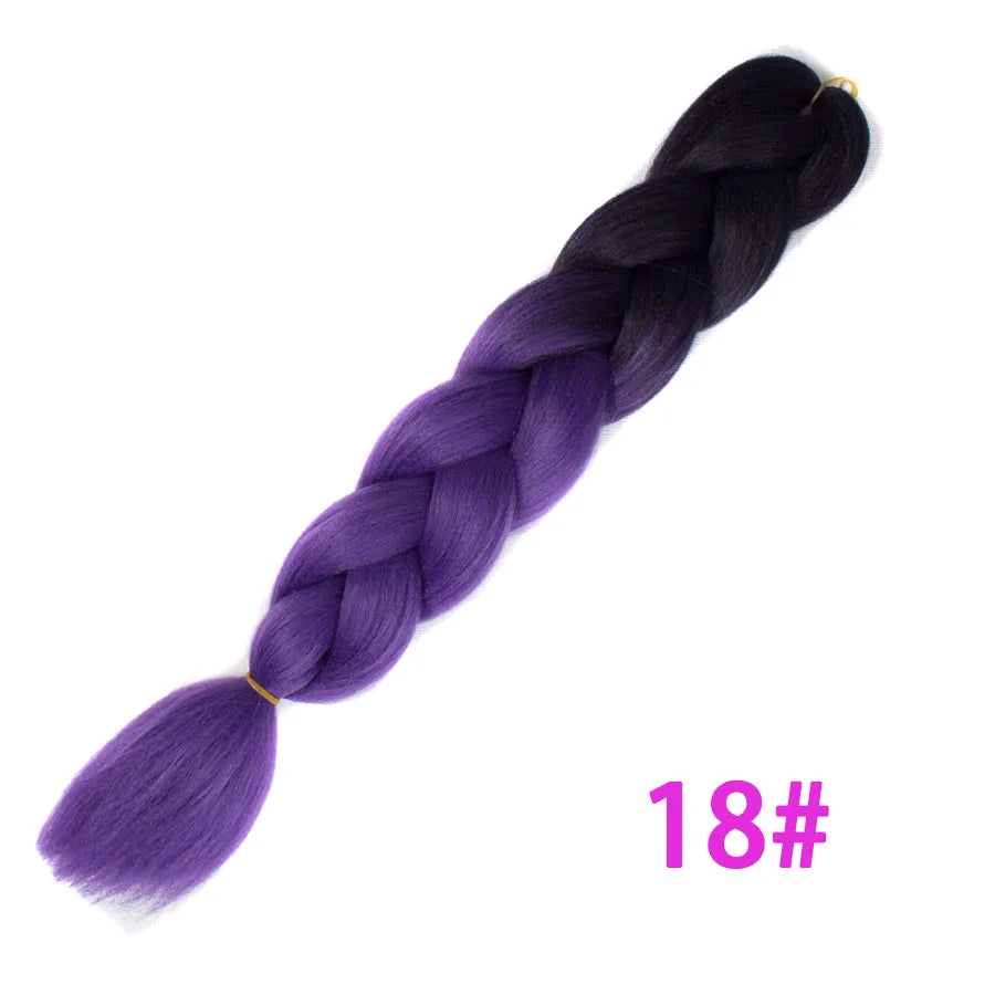 Ombre Synthetic Braiding Hair Extensions Jumbo Braids For Women Braids 24'' 100g Two Tone Ombre Color Pink Black Blue Wholesale
