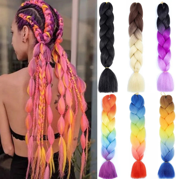 Jumbo Braiding Hair 24inch 100g 2Tone Synthetic Hair Extension Soft Light Yaki High Quality Material Ombre Crochet Braiding Hair