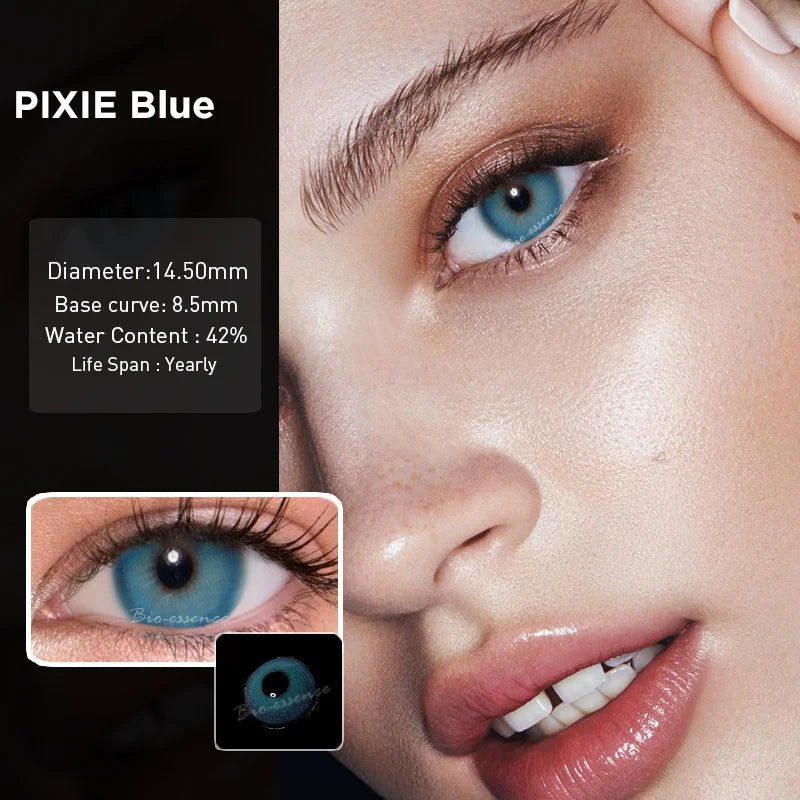 Bio-essence 1 Pair Colored Contact Lens Yearly Natural Looking Cosmetic Eyes Lenses with Color Eye Lens with Prescription