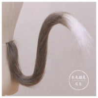 Cat cosplay tail ears simulation fur black white gray Halloween performance props cat ears