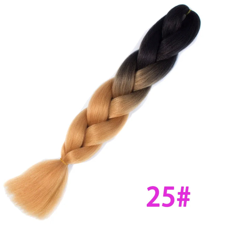 Ombre Synthetic Braiding Hair Extensions Jumbo Braids For Women Braids 24'' 100g Two Tone Ombre Color Pink Black Blue Wholesale