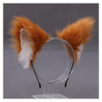 Cat cosplay tail ears simulation fur black white gray Halloween performance props cat ears
