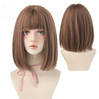 Short Black Bob Wig with Bangs – Synthetic Heat-Resistant Daily Wear Wig