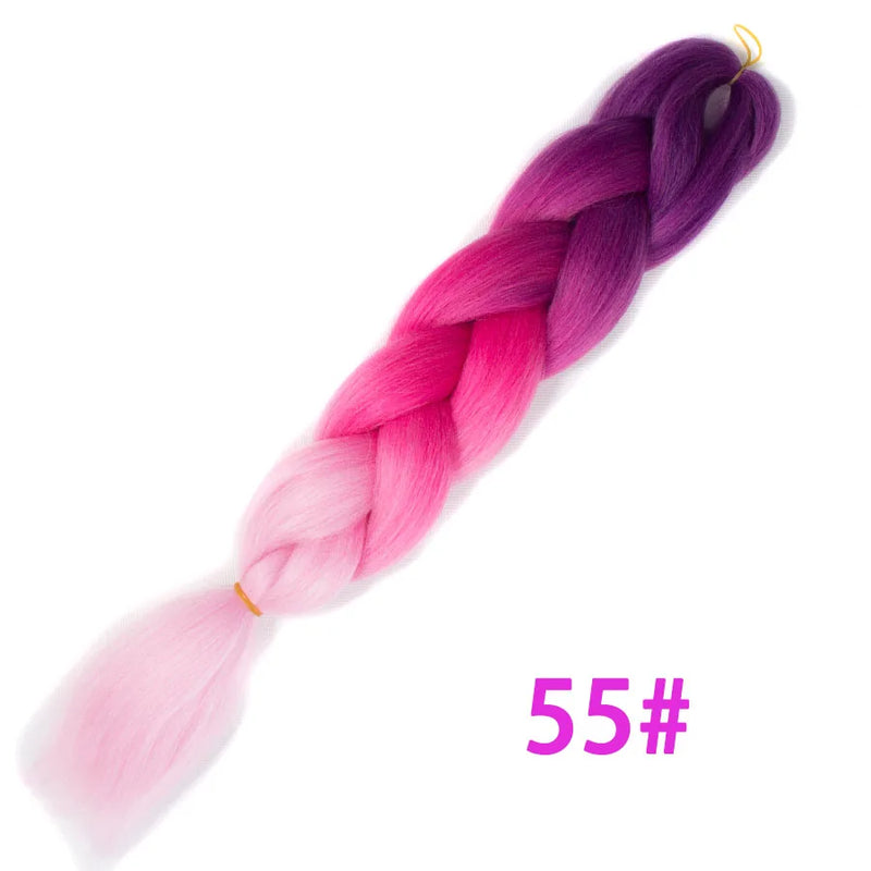 Ombre Synthetic Braiding Hair Extensions Jumbo Braids For Women Braids 24'' 100g Two Tone Ombre Color Pink Black Blue Wholesale