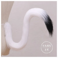Cat cosplay tail ears simulation fur black white gray Halloween performance props cat ears