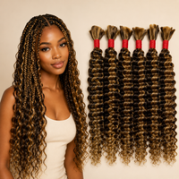 Colored Water Wave Virgin Human Hair Bulk for Boho Braids – No Weft