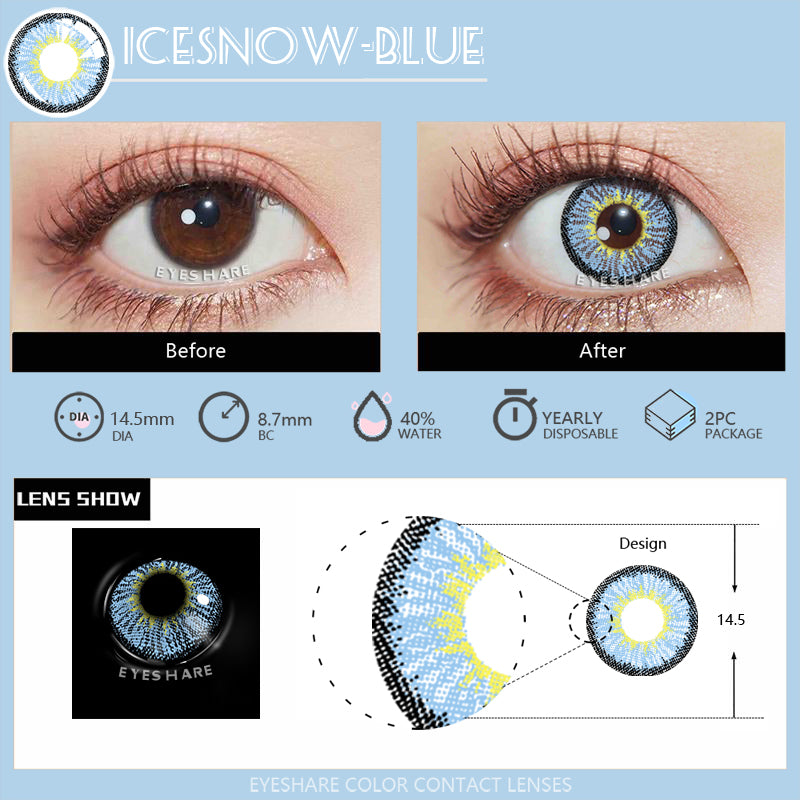 Cosplay Icesonw Blue 14.5mm 1 Pair | 1 Year