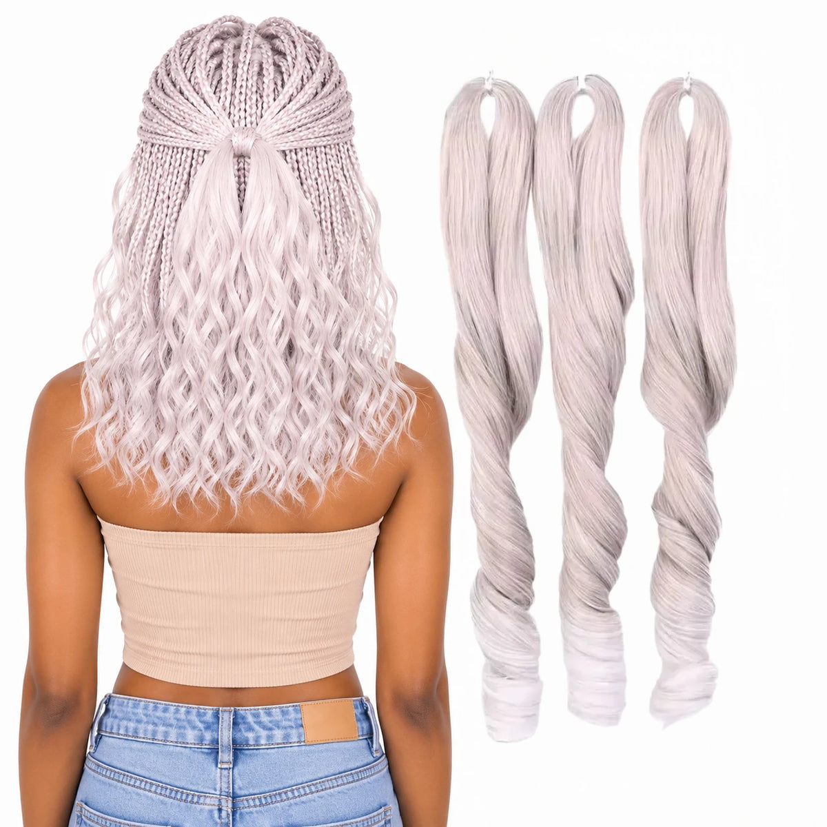 French Curl Braiding Hair 18 Inch – Soft Synthetic Crochet Hair Extensions for Boho Braids