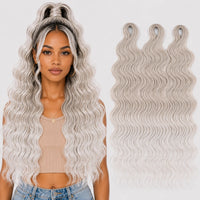24 Inch Loose Deep Wave Crochet Braiding Hair Ombre Blonde Synthetic Deep Curly Twist Hair Extensions for Women