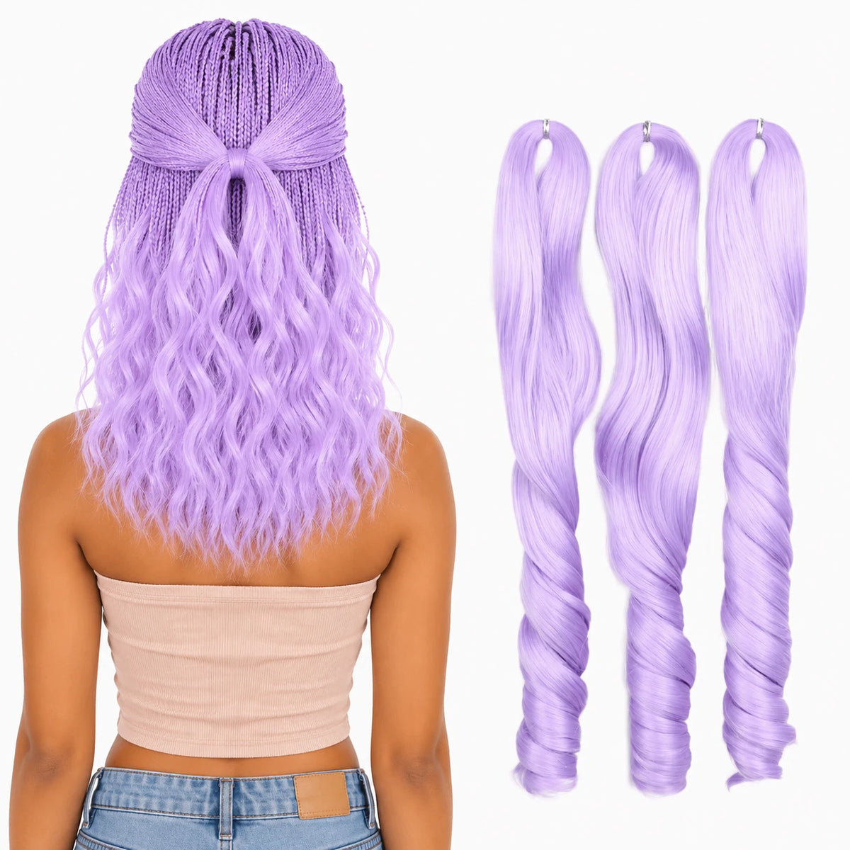 French Curl Braiding Hair 18 Inch – Soft Synthetic Crochet Hair Extensions for Boho Braids
